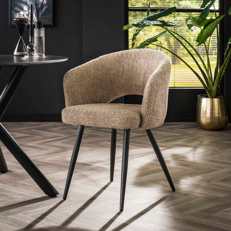 Eetkamerstoelen - Set van 2 eetkamerstoelen Cargo Bouclé Zand - Dimehouse