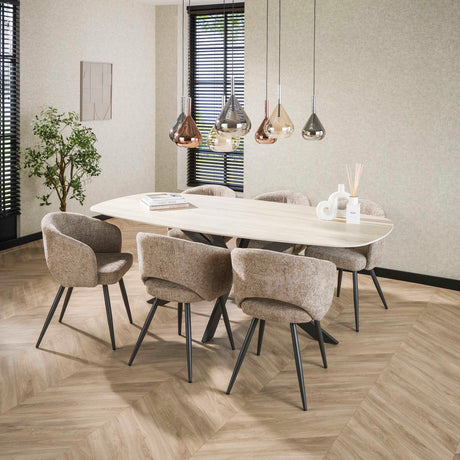 Eetkamerstoelen - Set van 2 eetkamerstoelen Cargo Stof Zand - Dimehouse