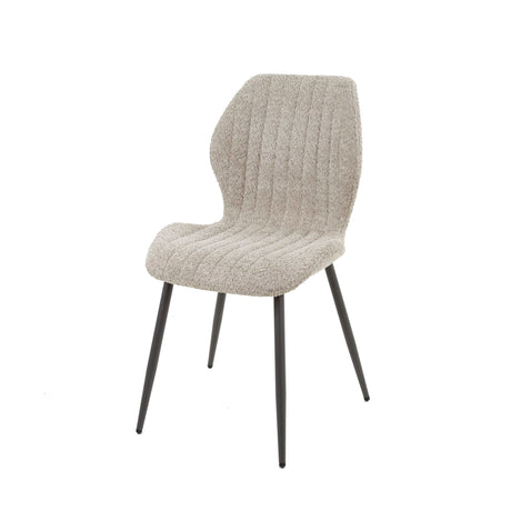 Eetkamerstoelen - Eetkamerstoel Luna Bouclé Zand - Zonder Armleuningen - Dimehouse