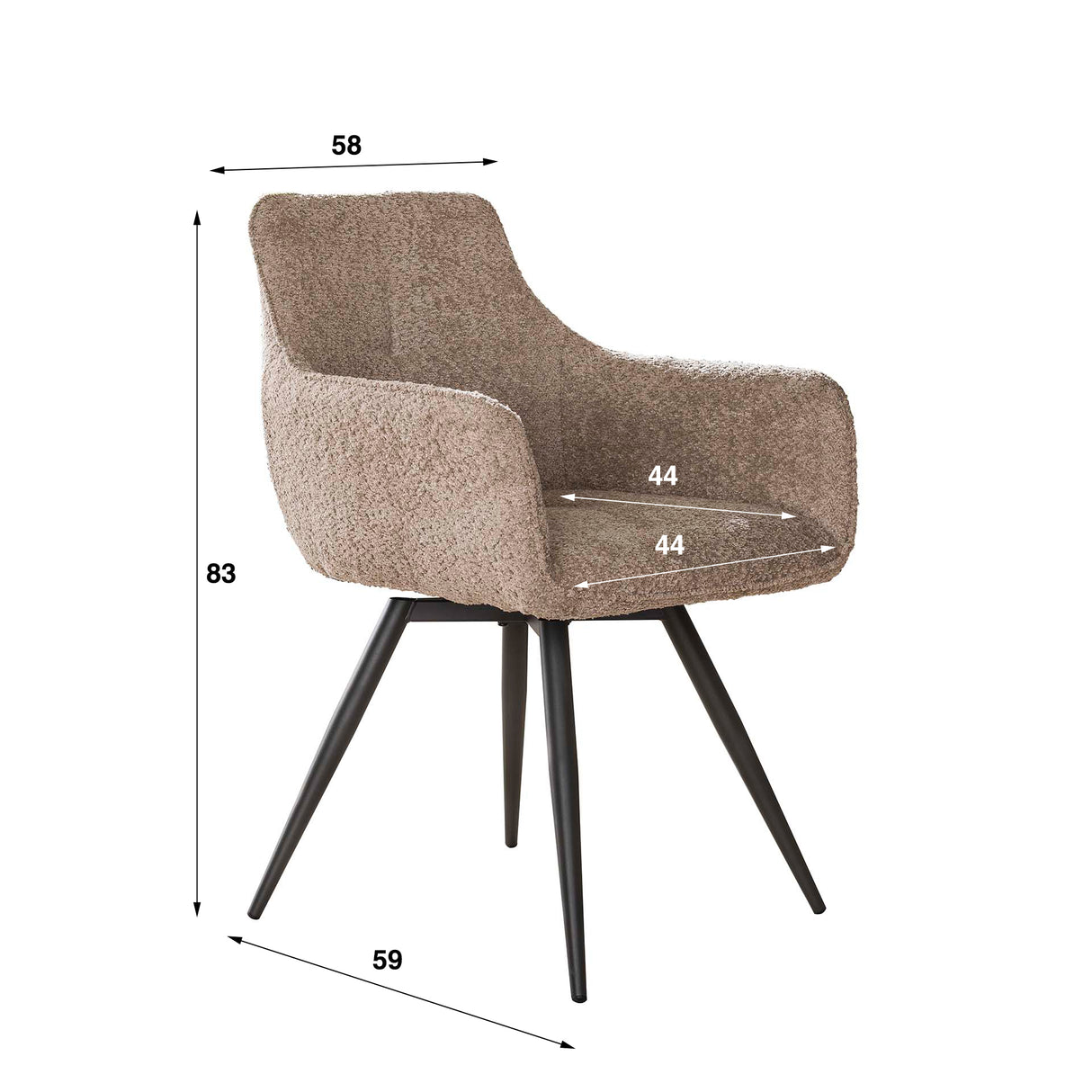 Eetkamerstoelen - Set van 2 eetkamerstoelen Bouclé zand draaibaar Syro - Dimehouse