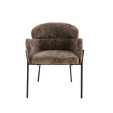 Eetkamerstoelen - Eetkamerstoel Chenille Bruin met ronde rug en arm - Lola - Dimehouse