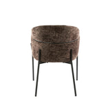 Eetkamerstoelen - Eetkamerstoel Chenille Bruin met ronde rug en arm - Lola - Dimehouse