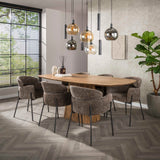 Eetkamerstoelen - Eetkamerstoel Chenille Bruin met ronde rug en arm - Lola - Dimehouse
