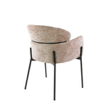 Eetkamerstoelen - Eetkamerstoel Chenille Zand met ronde rug en arm - Lola - Dimehouse