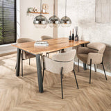 Eetkamerstoelen - Eetkamerstoel Bouclé Beige - Japandi - ronde vormen - Lola - Dimehouse
