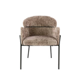 Eetkamerstoelen - Eetkamerstoel Chenille Taupe met ronde rug en arm - Lola - Dimehouse