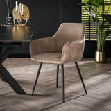 Eetkamerstoelen - Set van 2 eetkamerstoelen Rivo Rib Rock Zand - Dimehouse