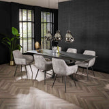 Eetkamerstoelen - Eetkamerstoel Rivo Rib Rock Zilver Ribstof Zitting - Dimehouse