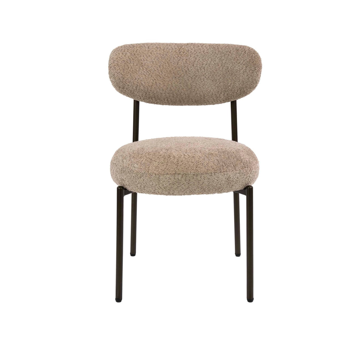 Eetkamerstoel - Set van 2 eetkamerstoelen rond bouclé zand - bruin Aero - Dimehouse