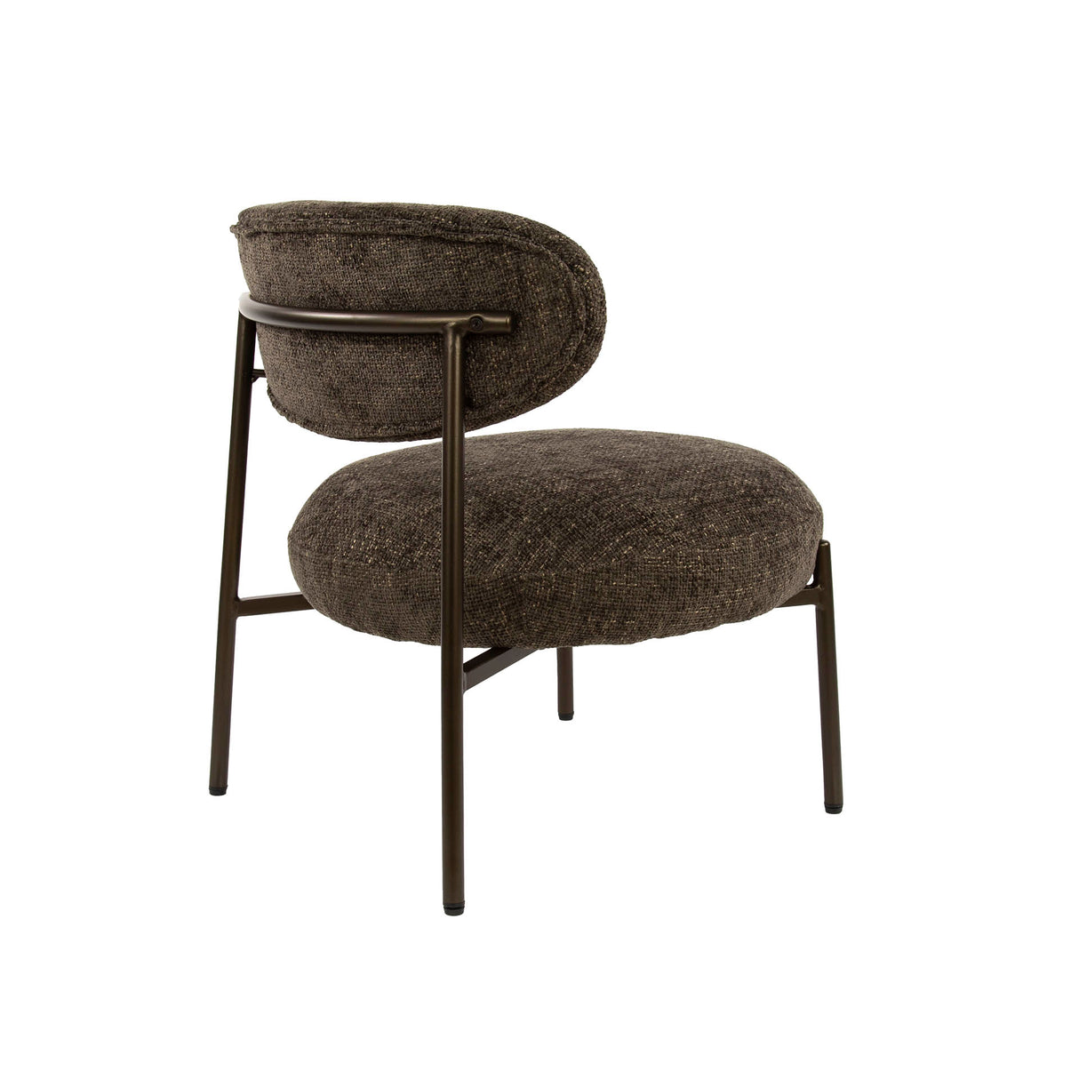 Fauteuils - Ronde Scandinavische fauteuil bruin gemêleerde stof Nova - Dimehouse