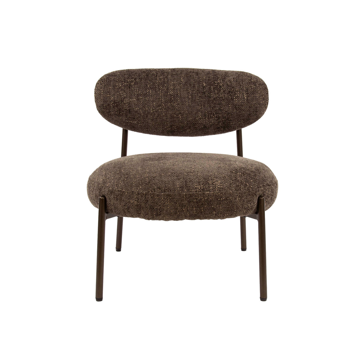 Fauteuils - Ronde Scandinavische fauteuil bruin gemêleerde stof Nova - Dimehouse