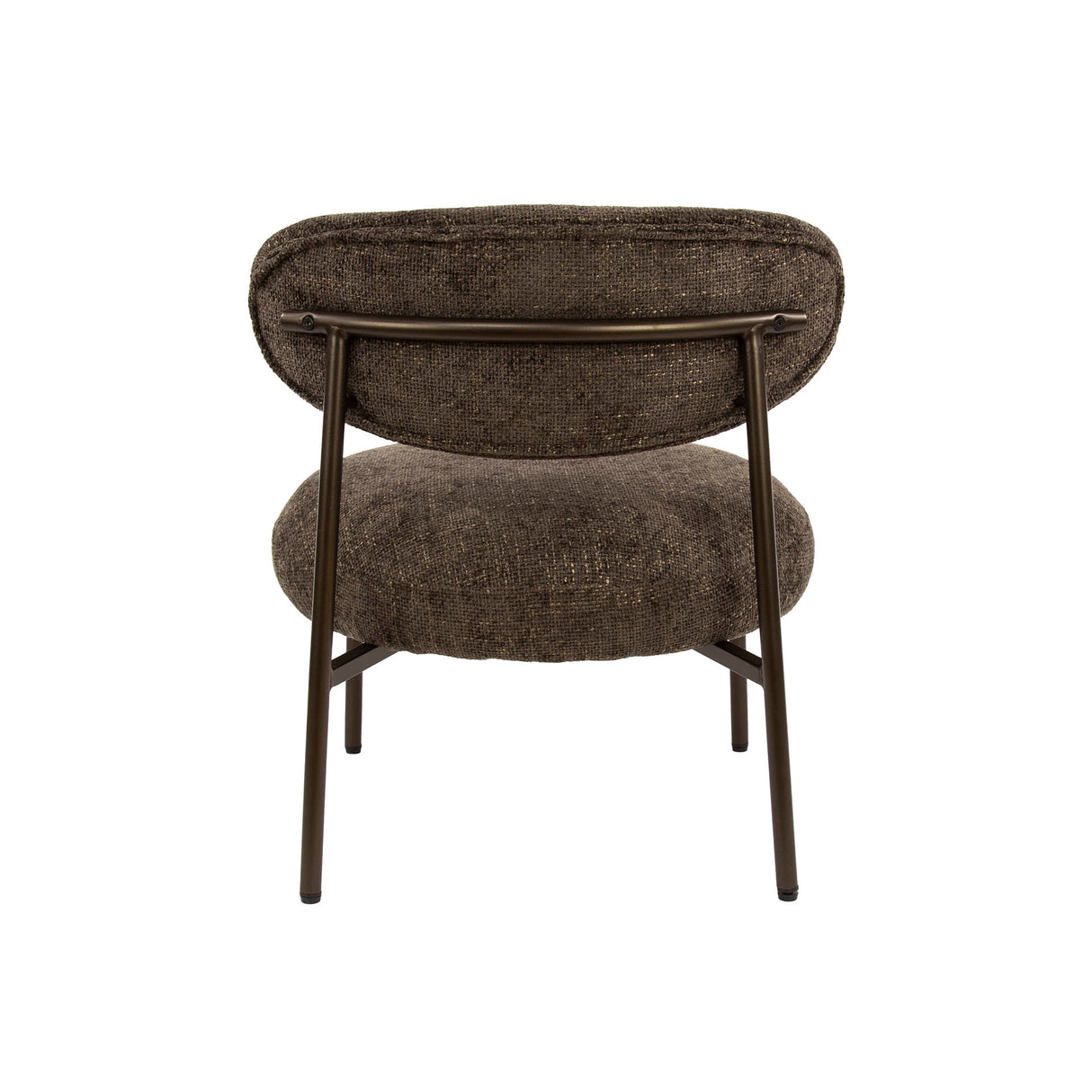 Fauteuils - Ronde Scandinavische fauteuil bruin gemêleerde stof Nova - Dimehouse