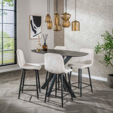 Set mit 2 Barhockern Lento Rib Rock Ivory