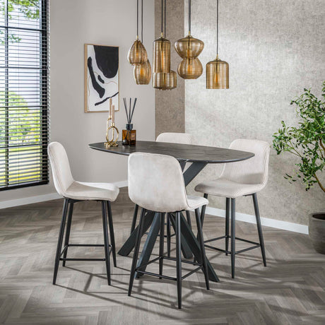 Set mit 2 Barhockern Lento Rib Rock Ivory