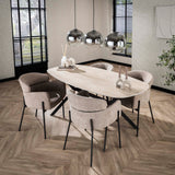 Eettafels - Eettafel Jimi Deens Ovaal Keramiek Travertinlook 180 cm - Dimehouse