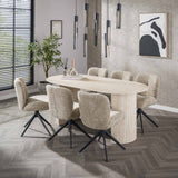 Eettafels - Ovale Eettafel Jimi 180x90 cm travertin beige - Dimehouse