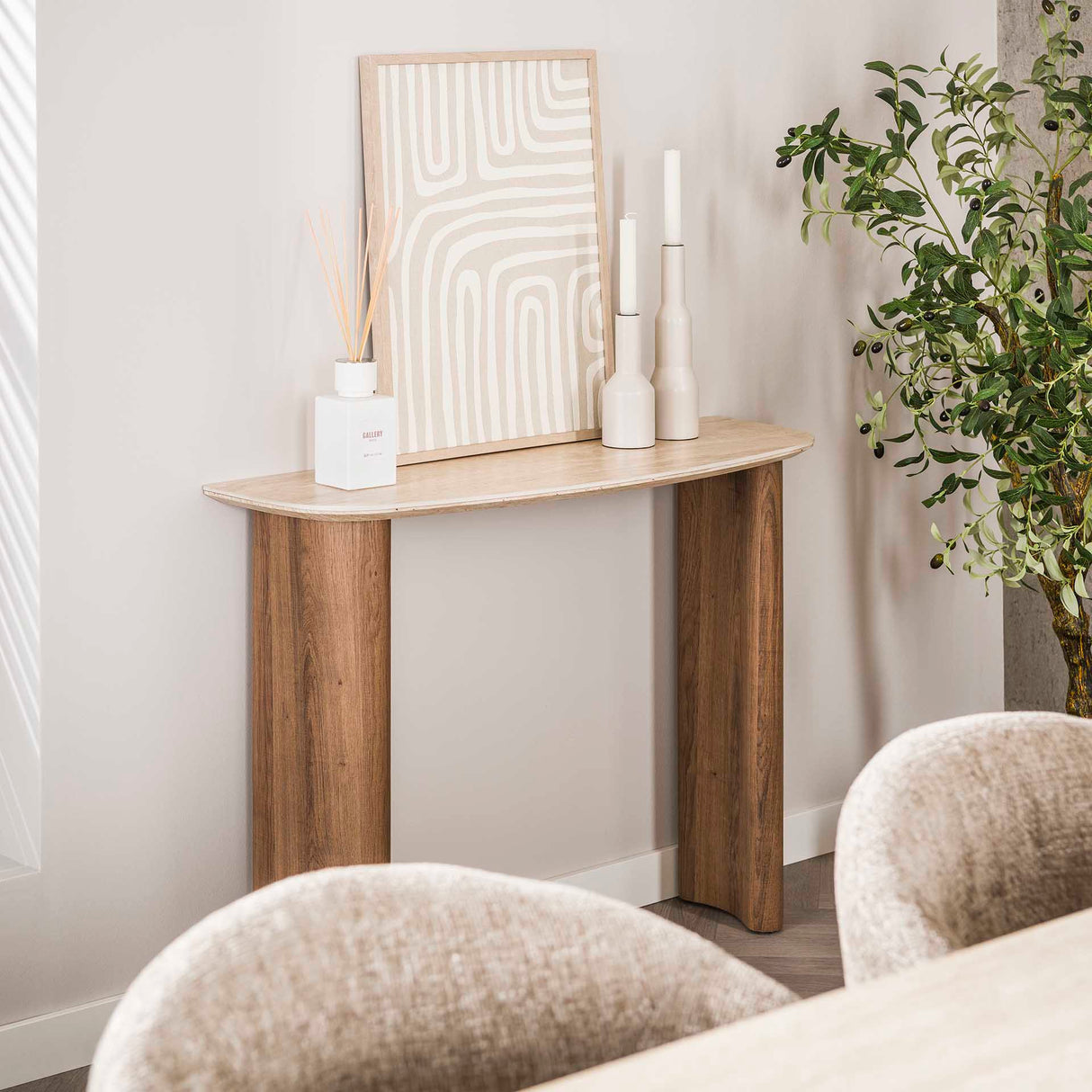 Kaptafels - Kaptafel Jimi Curvo Keramiek Travertine 100 cm - Dimehouse