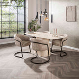Eettafels - Moderne Eettafel Archon Keramiek Travertin 180 cm - Dimehouse