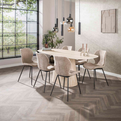 Eettafels - Moderne Eettafel Archon Keramiek Travertin 180 cm - Dimehouse