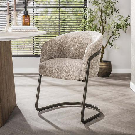 Eetkamerstoelen - Set van 2 eetkamerstoelen Reno Hoven zand stof - Dimehouse