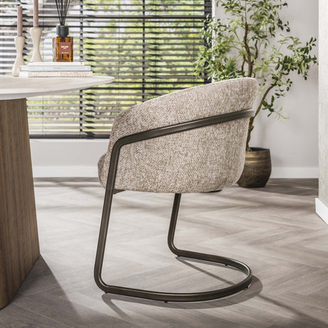 Eetkamerstoelen - Set van 2 eetkamerstoelen Reno Hoven zand stof - Dimehouse
