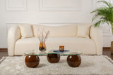Salontafels - Organische salontafel transparant glas walnoot bolpoten Sphere 120x70 cm - Dimehouse