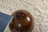 Salontafels - Organische salontafel transparant glas walnoot bolpoten Sphere 120x70 cm - Dimehouse