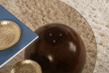 Salontafels - Organische salontafel brons getint glas walnoot bolpoten Sphere 120x70 cm - Dimehouse