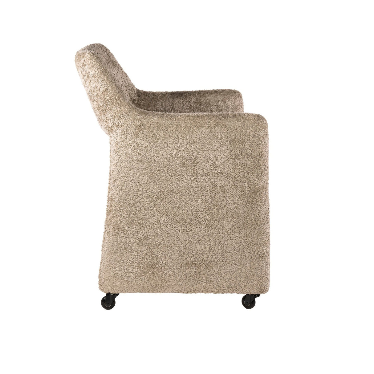 Eetkamerstoelen - Set van 2 Eetkamerstoelen Capri Alura zand Stof met wieltjes - Dimehouse