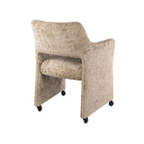 Eetkamerstoelen - Set van 2 Eetkamerstoelen Capri Alura zand Stof met wieltjes - Dimehouse