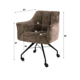 Eetkamerstoelen - Set van 2 Eetkamerstoelen Tova Stof Taupe Met Wieltjes - Dimehouse