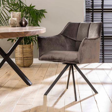 Eetkamerstoelen - Draaibare eetkamerstoel Lino antraciet velvet - Dimehouse