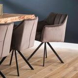 Eetkamerstoelen - Set van 2 Eetkamerstoelen Lino Velvet Antraciet Draaibaar - Dimehouse