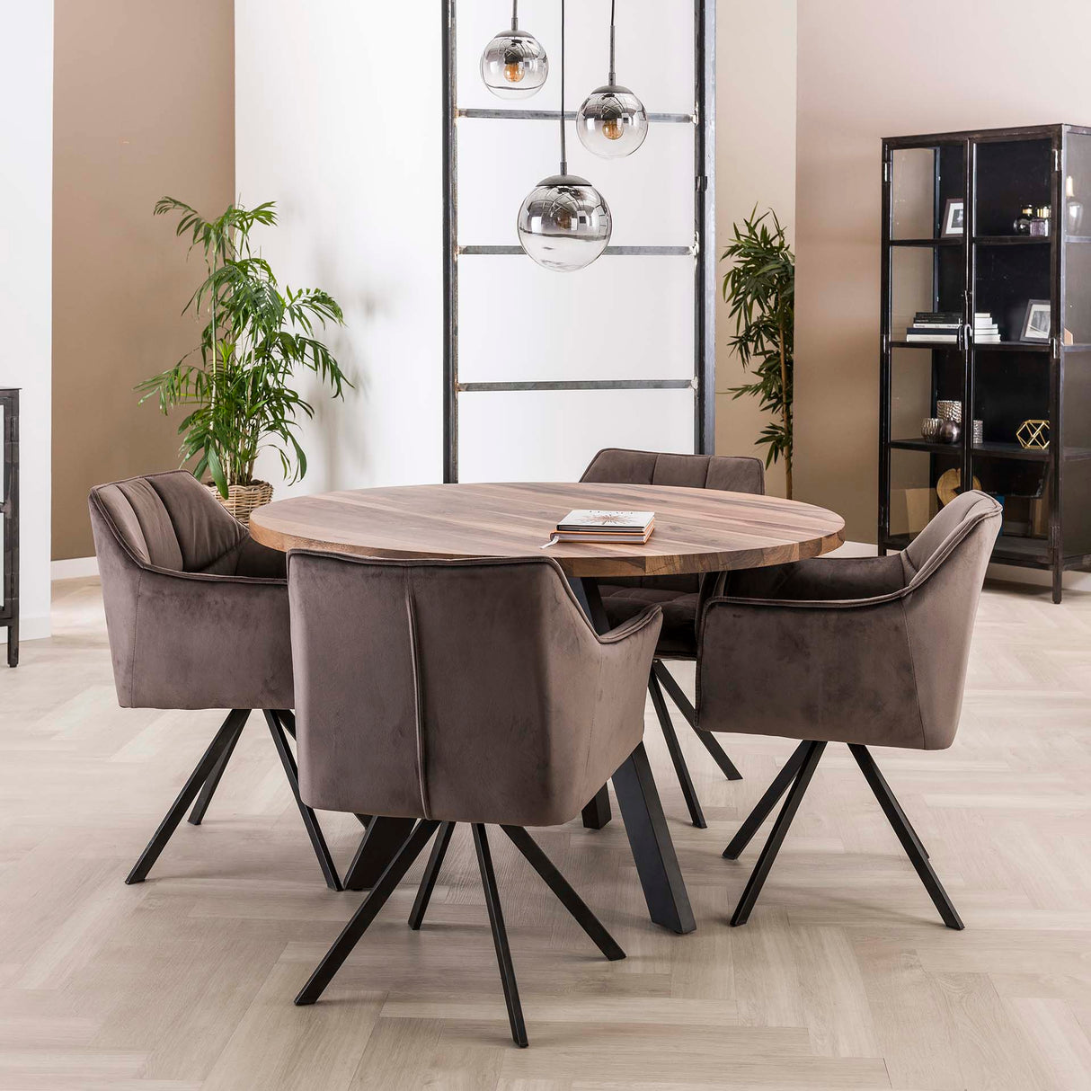Eetkamerstoelen - Set van 2 Eetkamerstoelen Lino Velvet Antraciet Draaibaar - Dimehouse