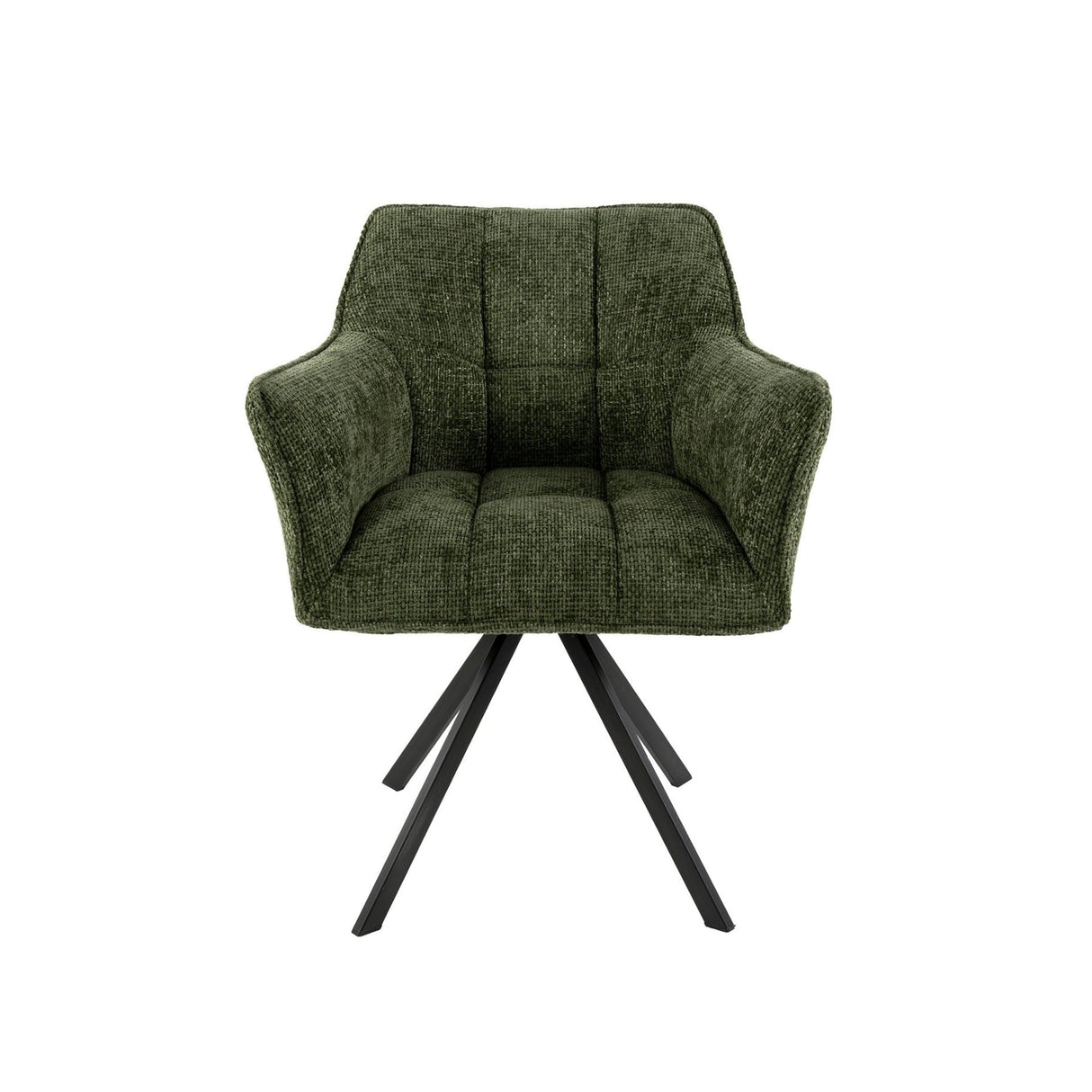 Eetkamerstoelen - Draaibare Eetkamerstoel Lino Chenille Hoven Groen - Dimehouse