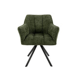 Eetkamerstoelen - Draaibare Eetkamerstoel Lino Chenille Hoven Groen - Dimehouse