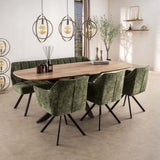 Eetkamerstoelen - Draaibare Eetkamerstoel Lino Chenille Hoven Groen - Dimehouse