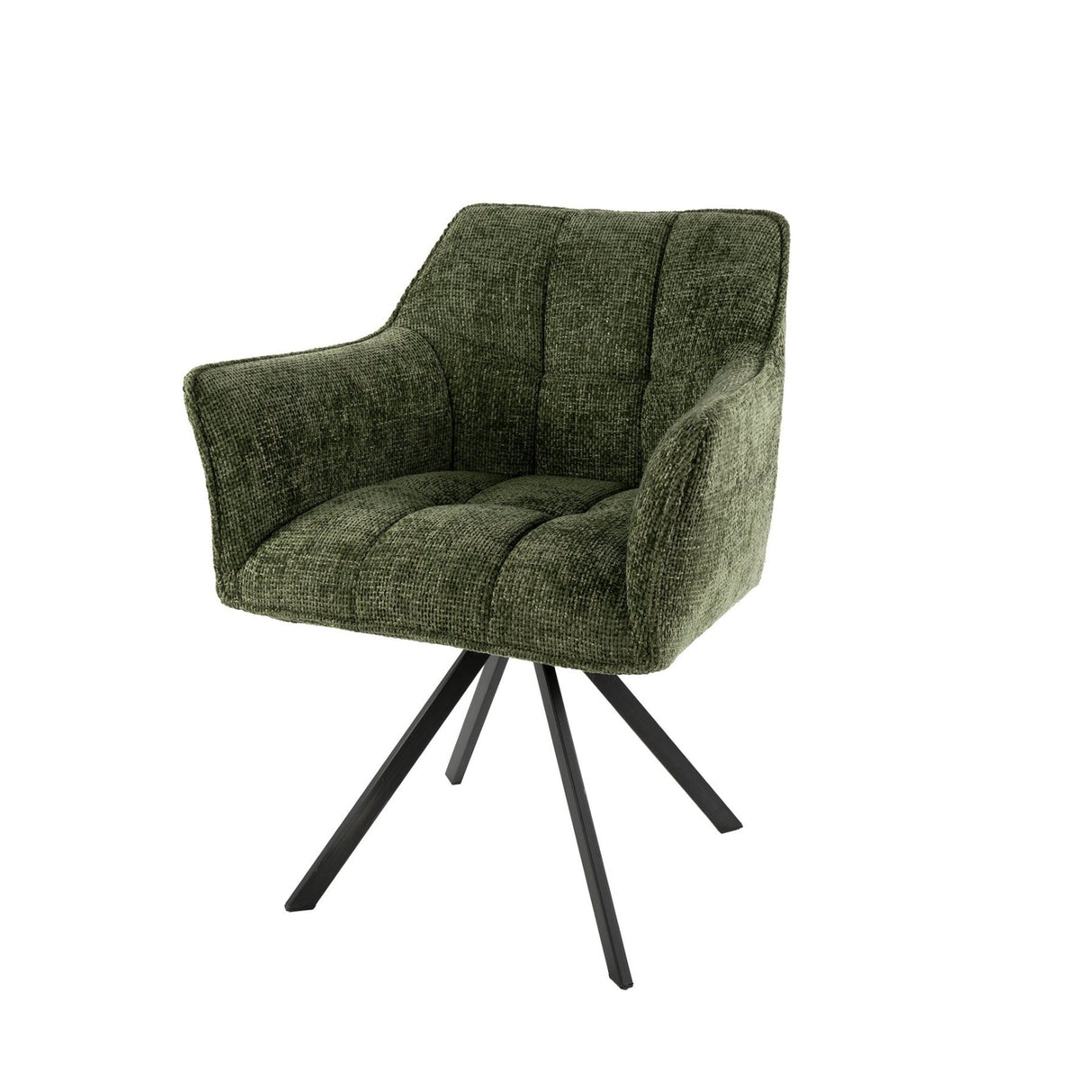 Eetkamerstoelen - Draaibare Eetkamerstoel Lino Chenille Hoven Groen - Dimehouse