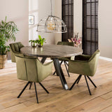 Eetkamerstoelen - Draaibare eetkamerstoel met armleuning Lino groen velvet - Dimehouse