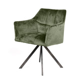 Eetkamerstoelen - Draaibare eetkamerstoel met armleuning Lino groen velvet - Dimehouse