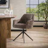 Eetkamerstoelen - Eetkamerstoel Chia Rich Stof Taupe Draaibaar - Dimehouse