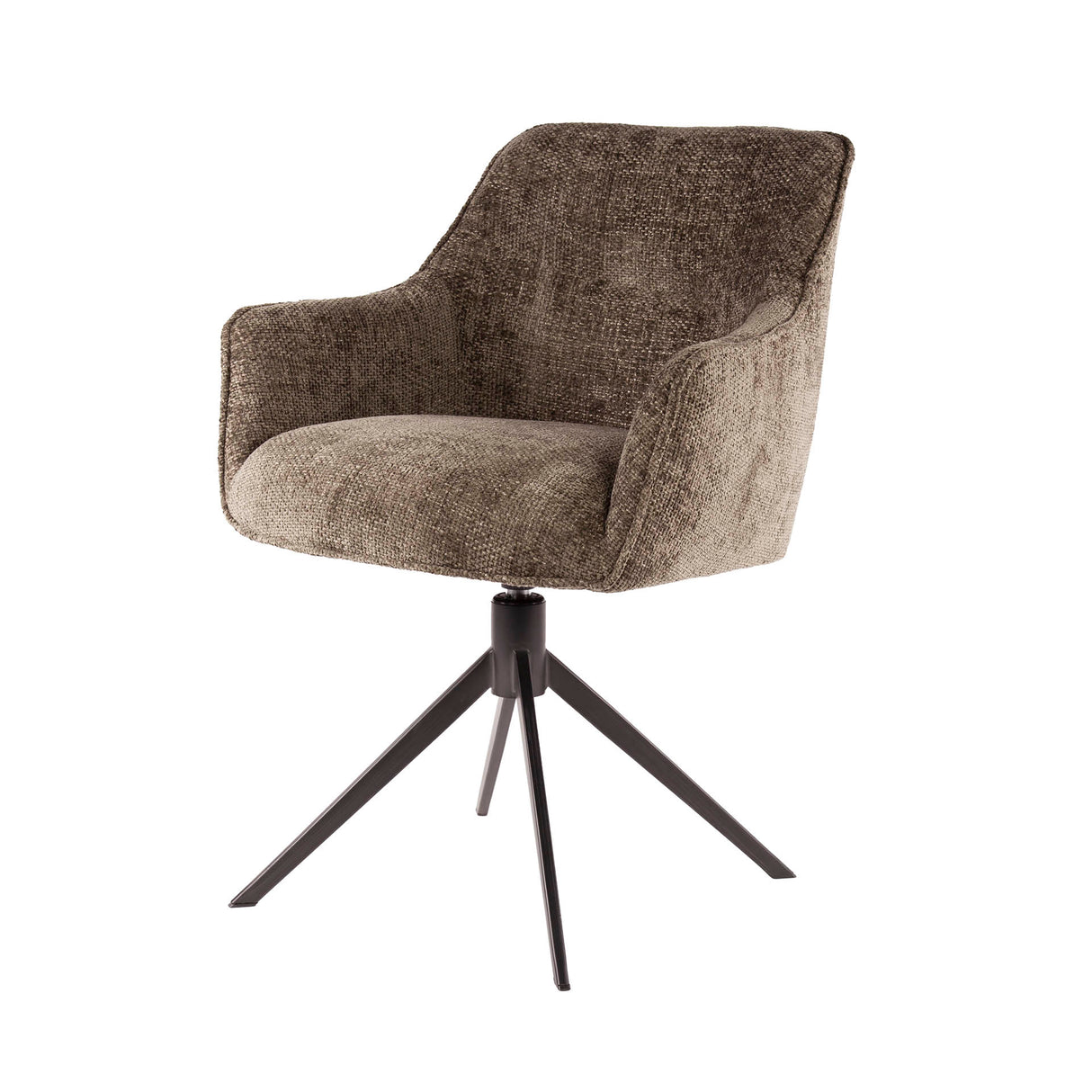Eetkamerstoelen - Eetkamerstoel Chia Rich Stof Taupe Draaibaar - Dimehouse