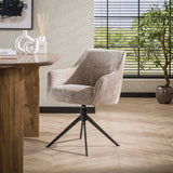 Eetkamerstoelen - Eetkamerstoel Chia Rich Stof Zand Draaibaar - Dimehouse