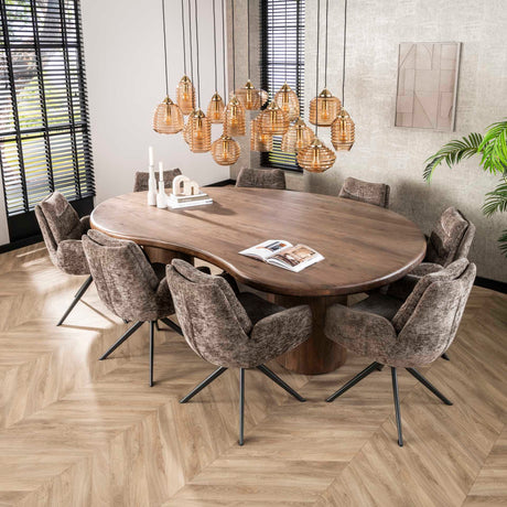 Eetkamerstoelen - Eetkamerstoel Elite Taupe Chenille Stof Rich Draaibaar - Dimehouse