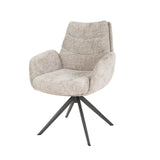 Eetkamerstoelen - Set van 2 Eetkamerstoelen Elite Zand Chenille Stof Rich Draaibaar - Dimehouse