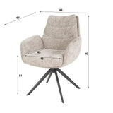 Eetkamerstoelen - Set van 2 Eetkamerstoelen Elite Zand Chenille Stof Rich Draaibaar - Dimehouse