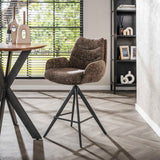 Barkrukken - Set van 2 Barkrukken Elite Taupe Chenille Stof Rich Draaibaar - Dimehouse