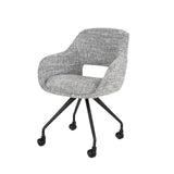 Eetkamerstoelen - Eetkamerstoel Met Wieltjes Springo Draaibaar Eagle Stof Staalgrijs - Dimehouse