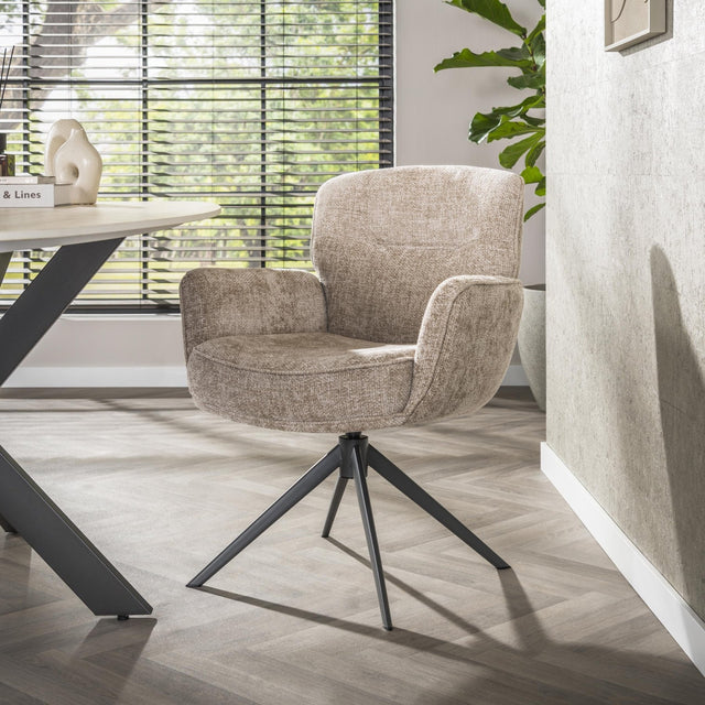 Eetkamerstoelen - Set van 2 eetkamerstoelen Savona draaibaar Hoven rich zand - Dimehouse