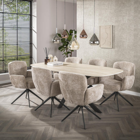 Eetkamerstoelen - Set van 2 eetkamerstoelen Savona draaibaar Hoven rich zand - Dimehouse